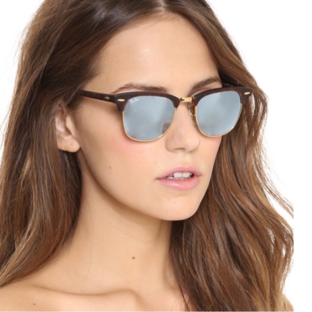 Ray Ban Clubmaster Silver Sunglasses with Case